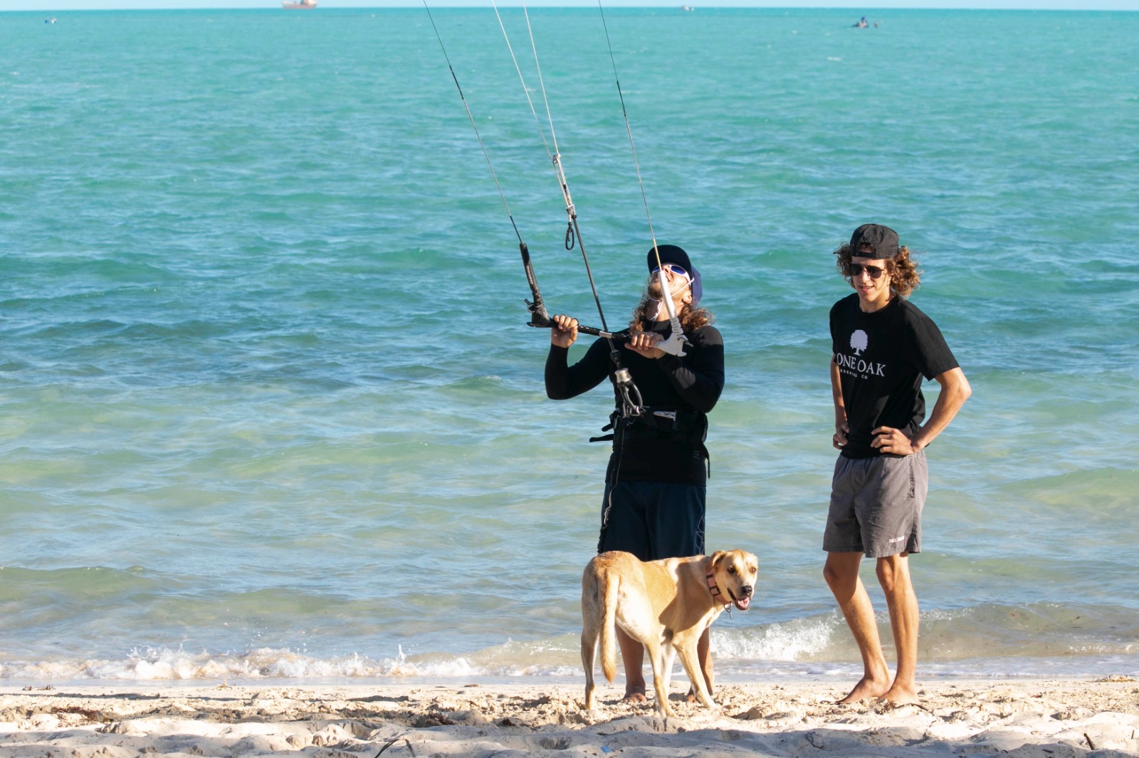 Instructors and dog on beach