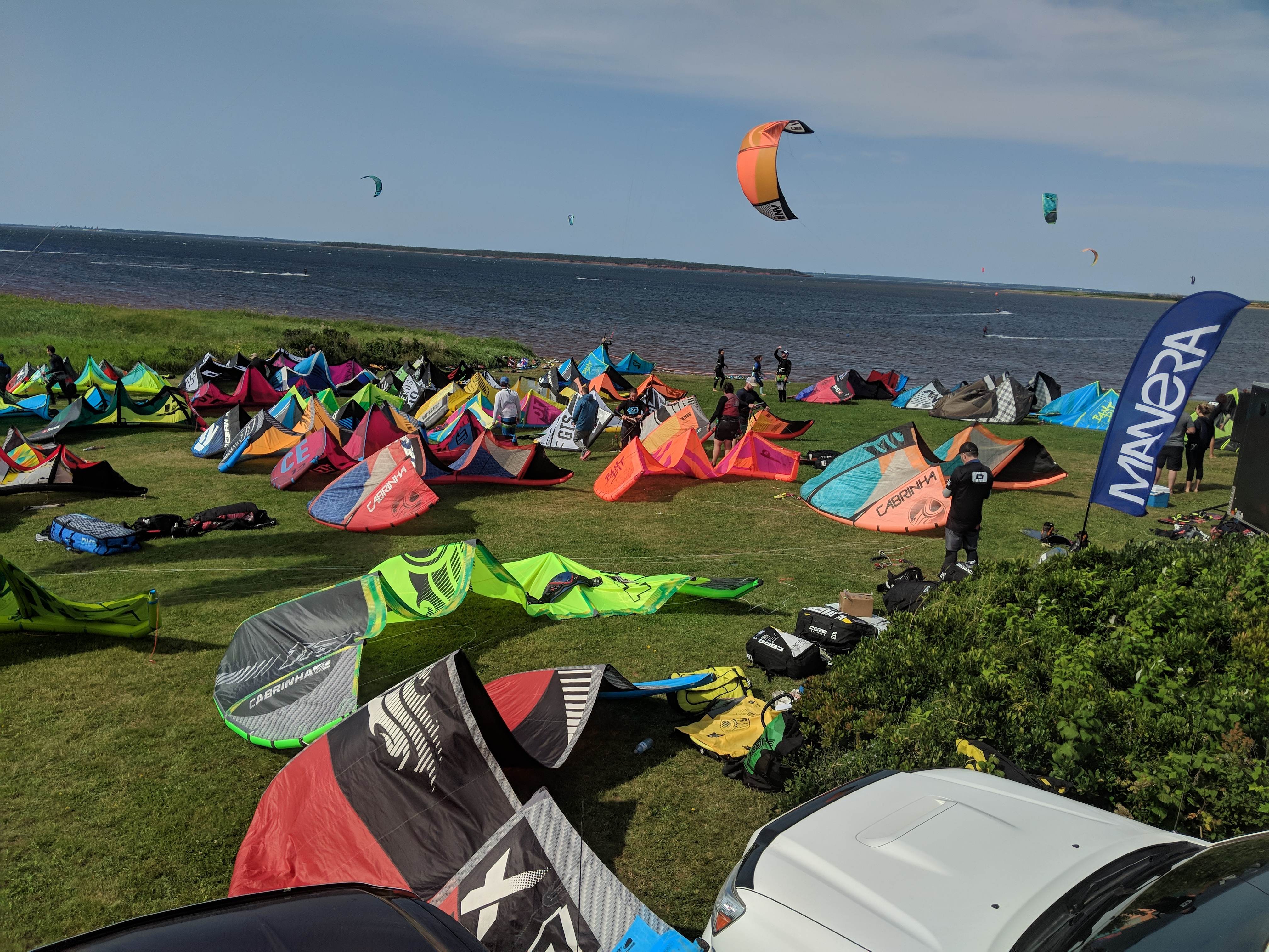 Kiteboarding beach setup