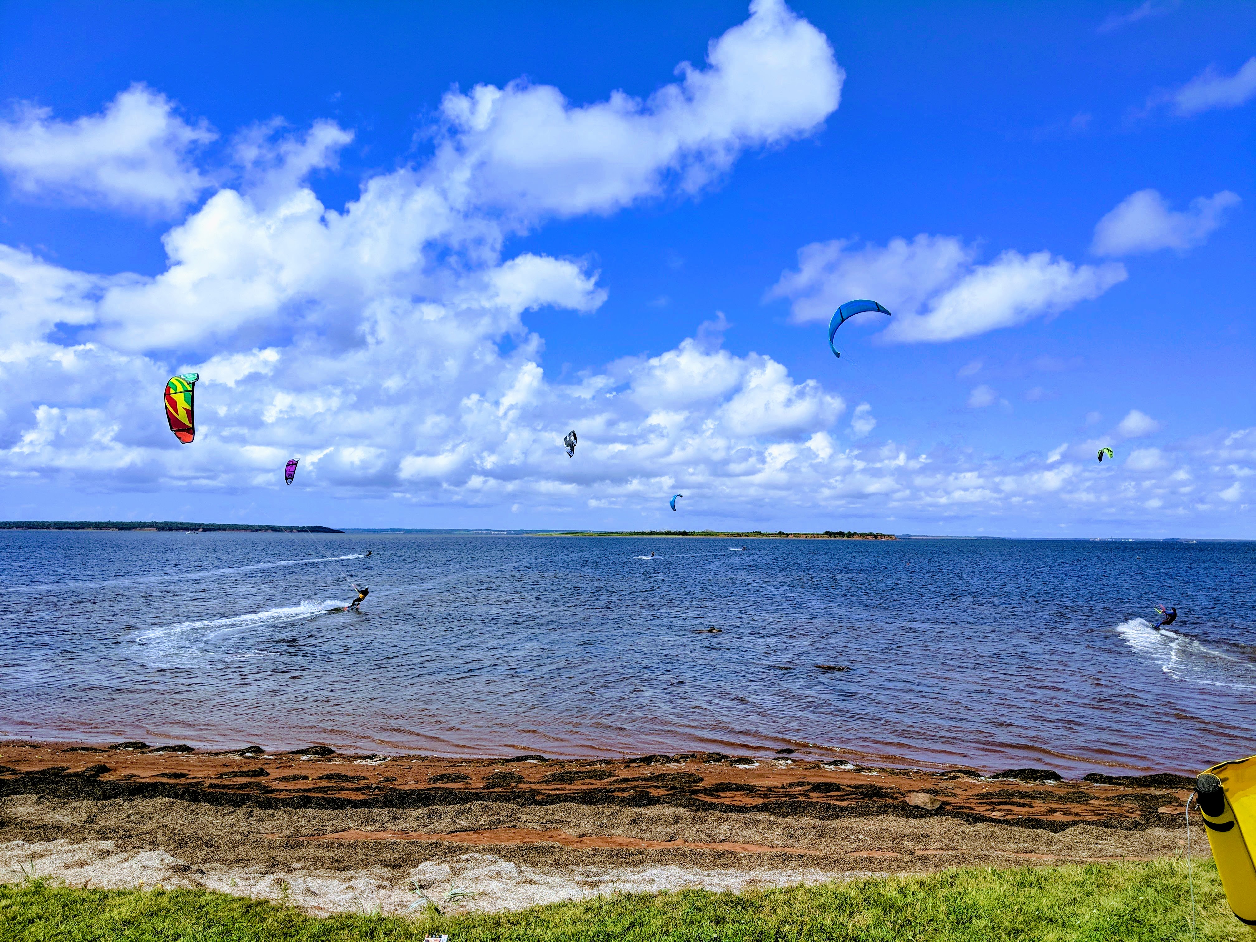 Kiteboarder jumping