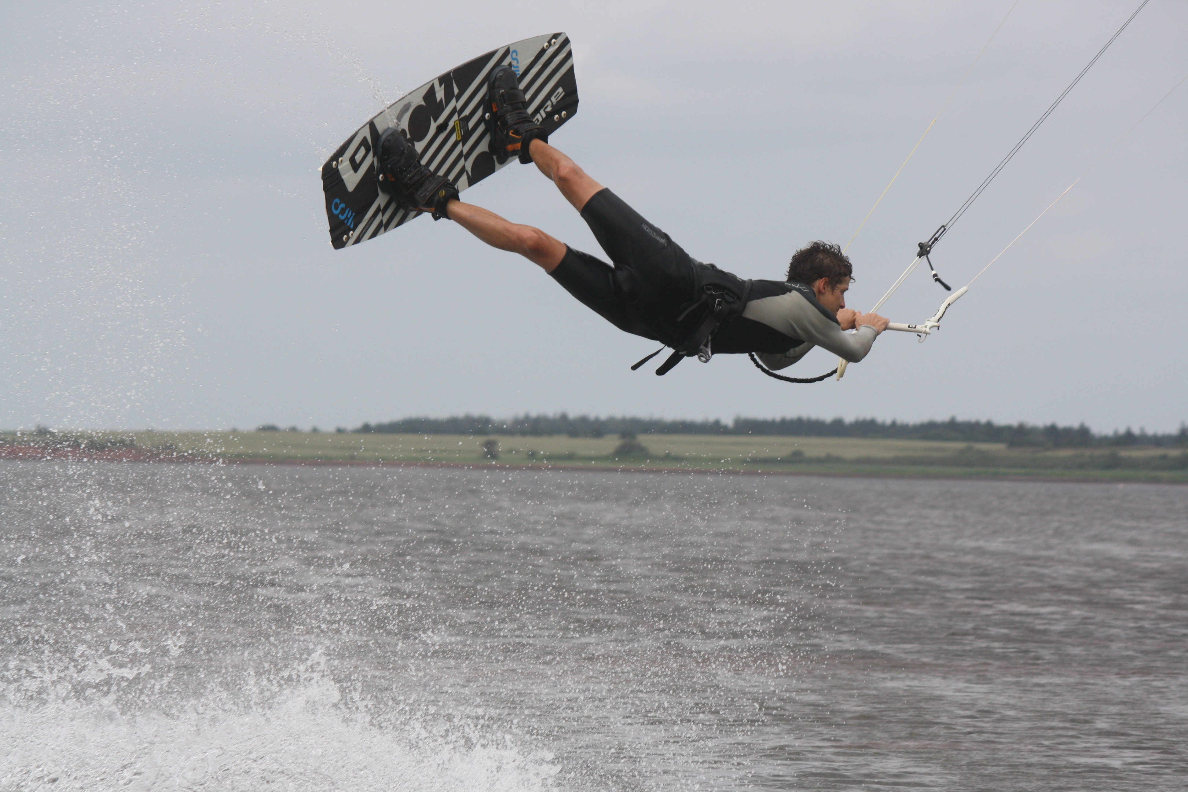 Aerial view of kiteboarder