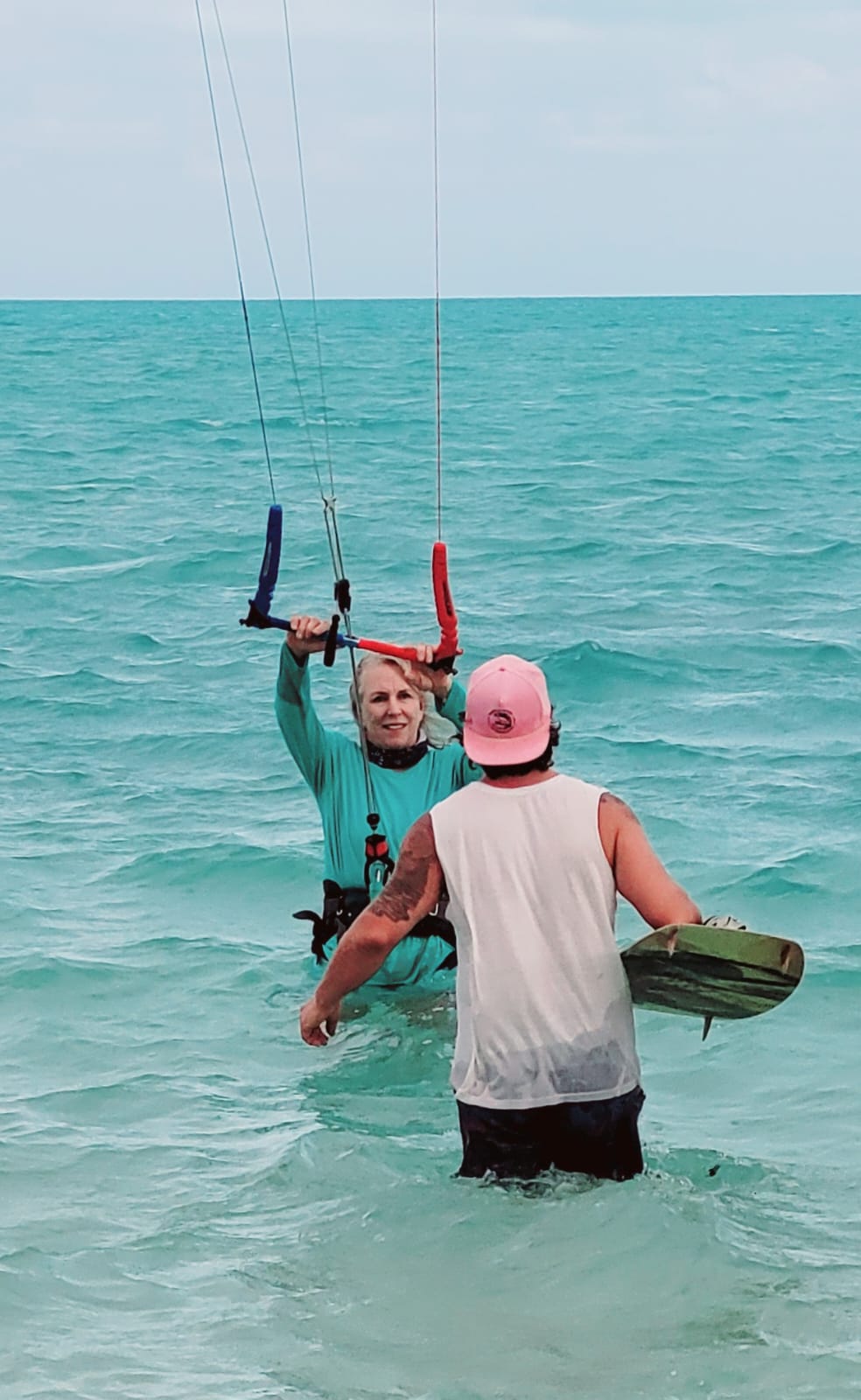 Kiteboarding lesson in water